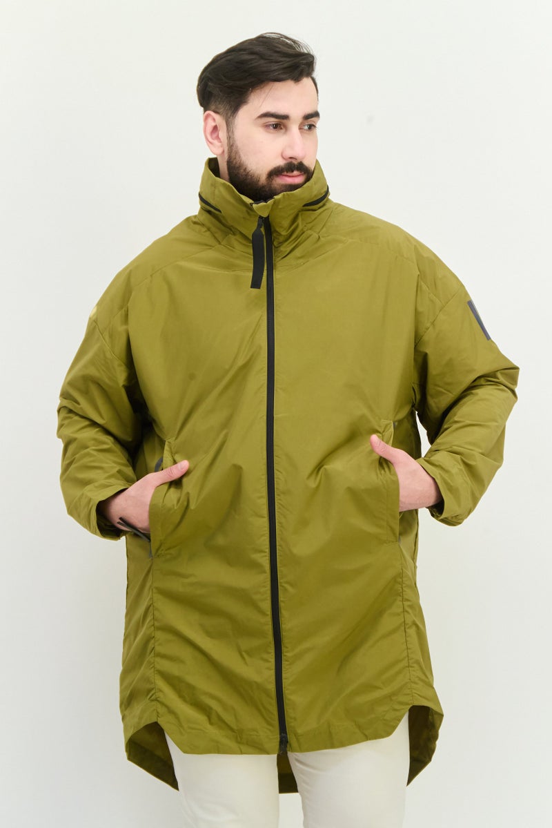 Adidas جاكيت رياضي للرجال Fit Myshelter 2 في 1 خارجي، زيتوني - Image 1