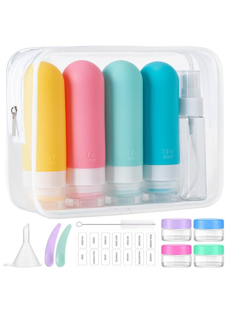 YelaJoy 16pack Travel Bottles for Toiletries, TSA Approved LeakProof Squeezable Silicone Toiletry Containers for Shampoo, Conditioner, 3oz Portable Refillable Traveling Size Liquid Containers - Image 1