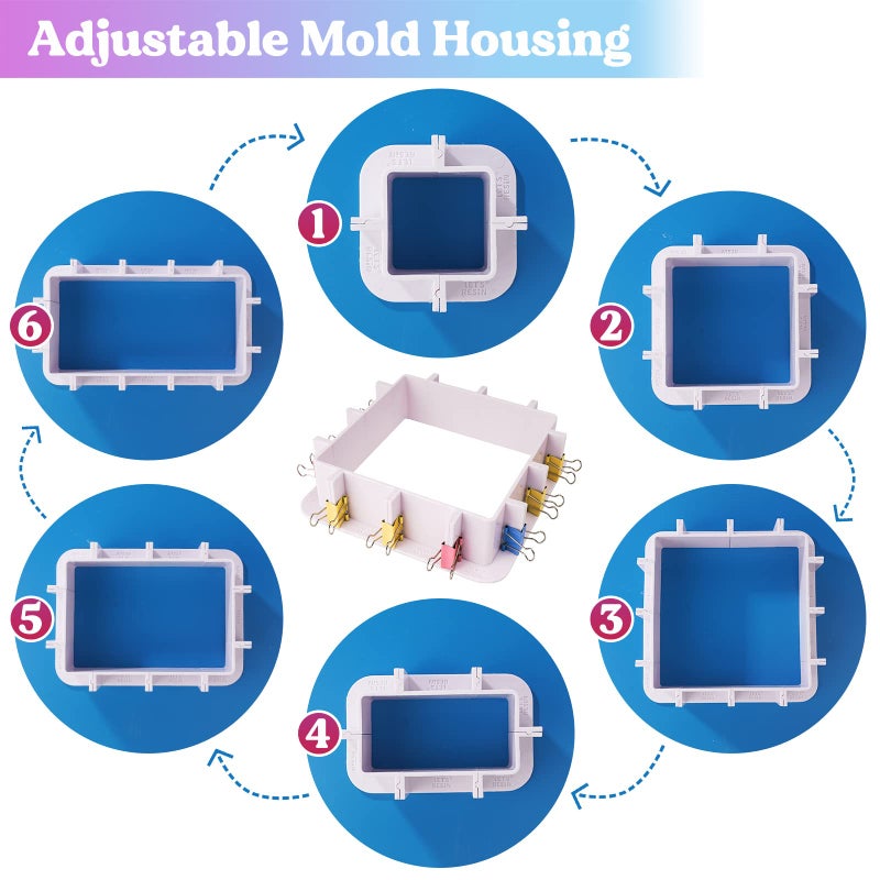 LET'S RESIN Adjustable Mold Housing for Silicone Molds Making, Silicone Mold for Resin Mold Making Silicone Rubber, Plastic Housing Frame for DIY Resin Molds, Candle Molds, Soap Molds Making - Image 4