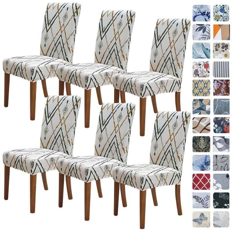 SPRINGRICO Chair Covers for Dining Room 6 Pack Stretch Dining Chair Cover Washable Spandex Kitchen Parsons Chair Slipcovers Removable Seat Protector for Home or Party 6pack Lucid Calm