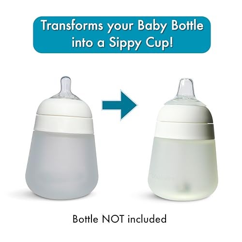 BelBeyo Sippy Cup Conversion Kit for Nanobébé Flexy Silicone Baby Bottles 2-Count, Soft Food Grade Silicone Sippy Spout Nipples and Weighted Straw, Cleaning Brush, BPA Free, 4+ Months (Sippy Kit) - Image 3