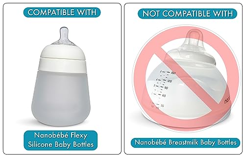 BelBeyo Sippy Cup Conversion Kit for Nanobébé Flexy Silicone Baby Bottles 2-Count, Soft Food Grade Silicone Sippy Spout Nipples and Weighted Straw, Cleaning Brush, BPA Free, 4+ Months (Sippy Kit) - Image 4