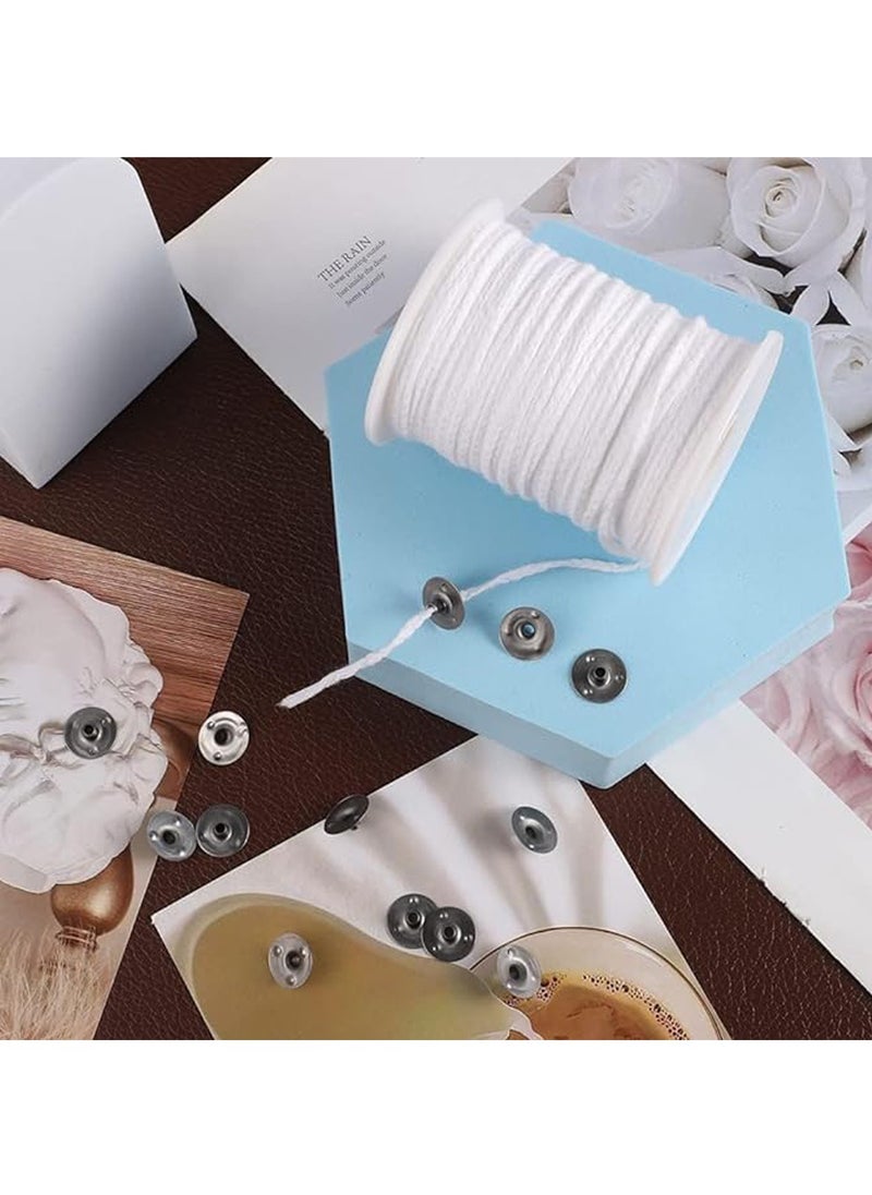 Generic - Candle Wicks- Natural Cotton Candle Wick Core 61m/Roll with 100 Pcs Metal Wick Sustainers Tabs Soy Wax Candle Wicks DIY Craft Candles Making Supplies Kit - Image 1