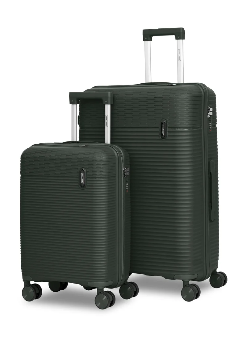 Parajohn Skyline Series Set of 2 Luggage| Small 10KG & Large 30KG Polypropylene 8 Wheel Trolley Hardsided Travel Suitcase - Olive