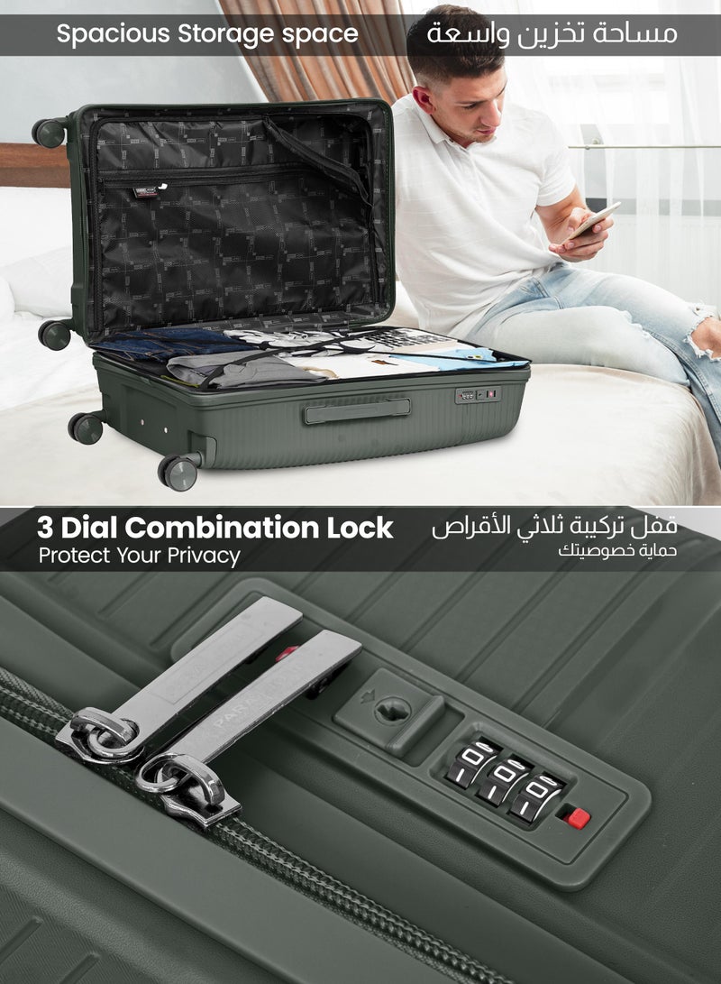 بارا جون مجموعة حقائب باراجون سكايلاين قطعتين - صغيرة  كجم وكبيرة  كجم بولي بروبلين بعجلات دوارة  حقيبة سفر صلبة - زيتوني - Image 5