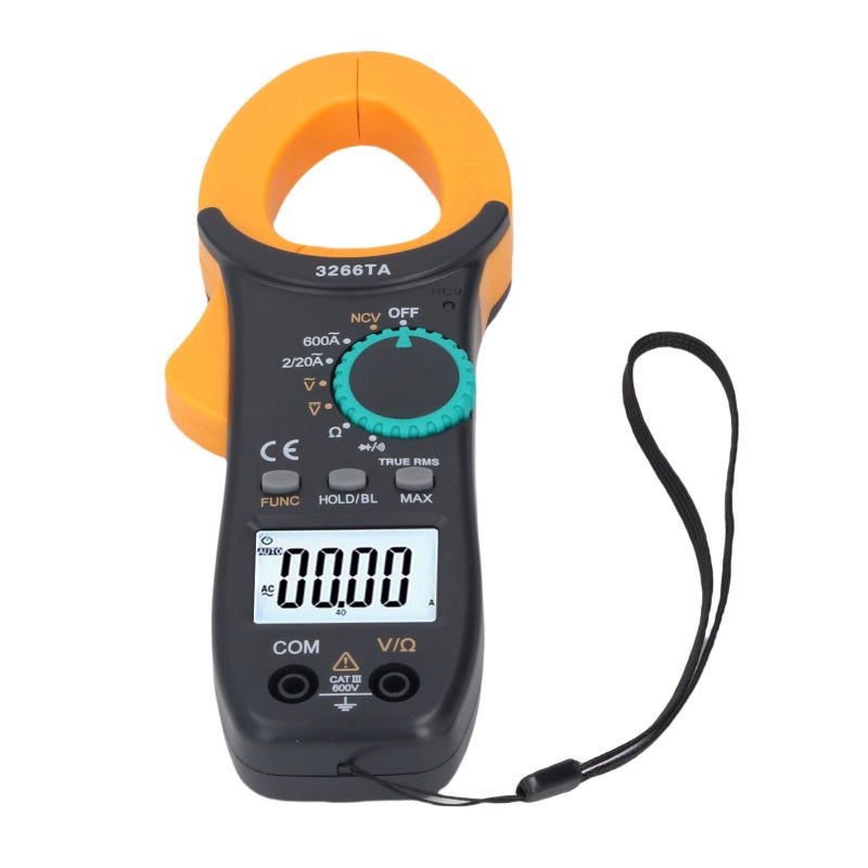 NJTY True RMS Clamp Meter 600A AC Current NCV Detection - Digital Multimeter with Backlit LCD Screen Flashlight for Automotive Industrial Household Use - Image 2