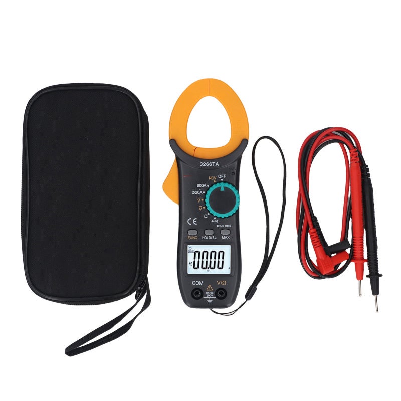 NJTY True RMS Clamp Meter 600A AC Current NCV Detection - Digital Multimeter with Backlit LCD Screen Flashlight for Automotive Industrial Household Use - Image 1