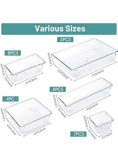Arabest 30 PCS Clear Plastic Drawer Organizer Set, 5 Sizes Desk Drawer Divider Organizers and Storage Bins for Makeup, Jewelry, Gadgets for Kitchen, Bedroom, Bathroom, Office  - Image 2
