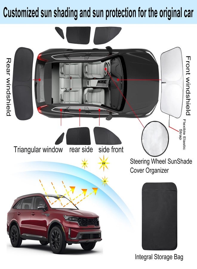 TINGLU Window Shades for Kia Sorento SUV 2021-2024 2025 Accessories Side Full Windows Rear Triangular Windshield Sun Shade Sun UV Rays & Privacy Protection for Camping,Napping,and Relaxing 8PCS - Image 3