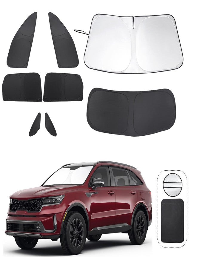 TINGLU Window Shades for Kia Sorento SUV 2021-2024 2025 Accessories Side Full Windows Rear Triangular Windshield Sun Shade Sun UV Rays & Privacy Protection for Camping,Napping,and Relaxing 8PCS - Image 1