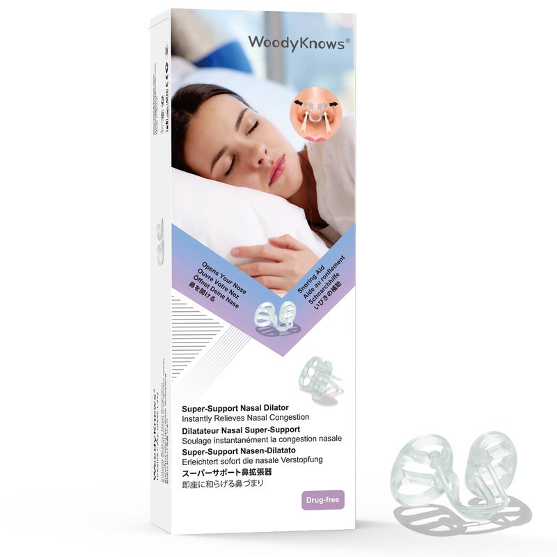 WoodyKnows Super-Support Nasal Dilator, Improves Sleep and Sports Airflow, Nasal Congestion and Nose-Related snoring aid (M 4Pack) - Image 1
