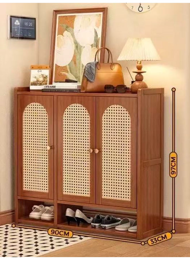 BEST ONE Practical and Stylish Shoe Storage Cabinet Ideal for Maintaining an Organized, Neat, and Attractive Living Space 90x33x97cm Brown 3 Door 7 Layer - Image 2