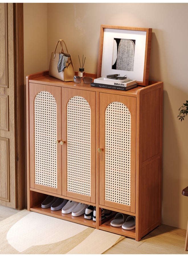 BEST ONE Practical and Stylish Shoe Storage Cabinet Ideal for Maintaining an Organized, Neat, and Attractive Living Space 90x33x97cm Brown 3 Door 7 Layer - Image 1