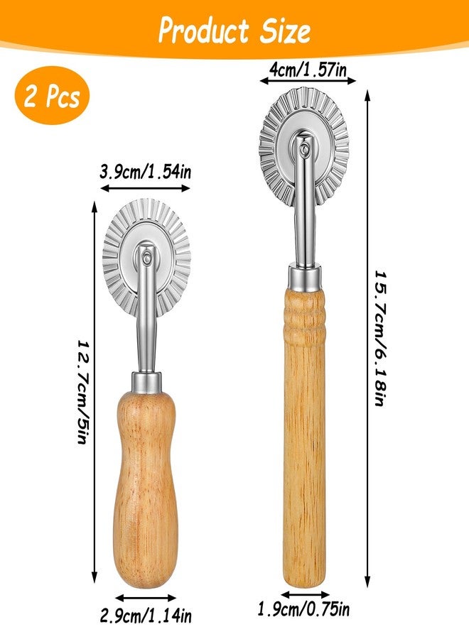 Elegaperma 2 Pcs Fluted Pastry Crimper, 1.54",1.57" Sturdy Pastry Crimper, Wood Handle Ravioli Cutter Wheel, Essential Fluted Pastry Cutter for Pastry,Ravioli,Pie,Dough,Pasta - Image 2