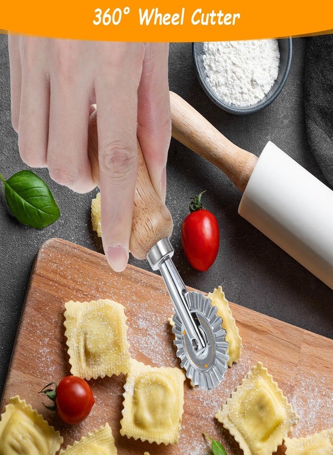 Elegaperma 2 Pcs Fluted Pastry Crimper, 1.54",1.57" Sturdy Pastry Crimper, Wood Handle Ravioli Cutter Wheel, Essential Fluted Pastry Cutter for Pastry,Ravioli,Pie,Dough,Pasta - Image 5
