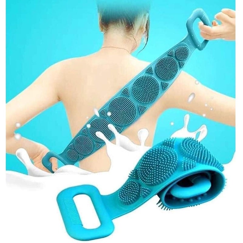 Glenoxzone Silicone Body Back Scrubber Double Side Bathing Brush for Skin Deep Cleaning Massage Dead Skin Removal Exfoliating Belt for Shower for Men Women Multicolor - Image 2