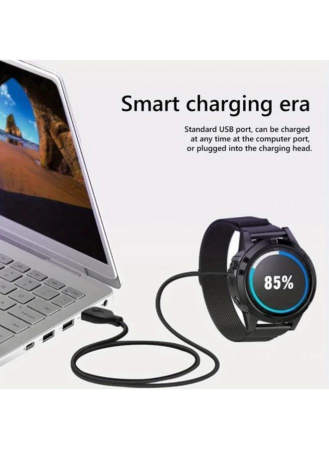 Black USB Charging Cable For Smart Watch Overcharge Short Circuit Protection - Image 1