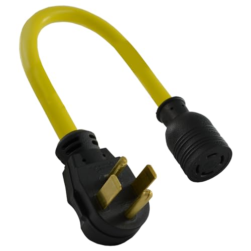 Conntek 14330 1.5-Foot Adapter 30 Amp NEMA 14-30P 4 Prong Male Plug To 30 Amp 125/250 L14-30R Volt Locking Female Connector - Image 1
