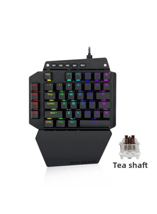 E Element K700 One-handed Mechanical Keyboard RGB Backlit PS4 Jedi Survival Throne Eating Chicken Game Keyboard-Color:Black Tea Shaft - Image 1
