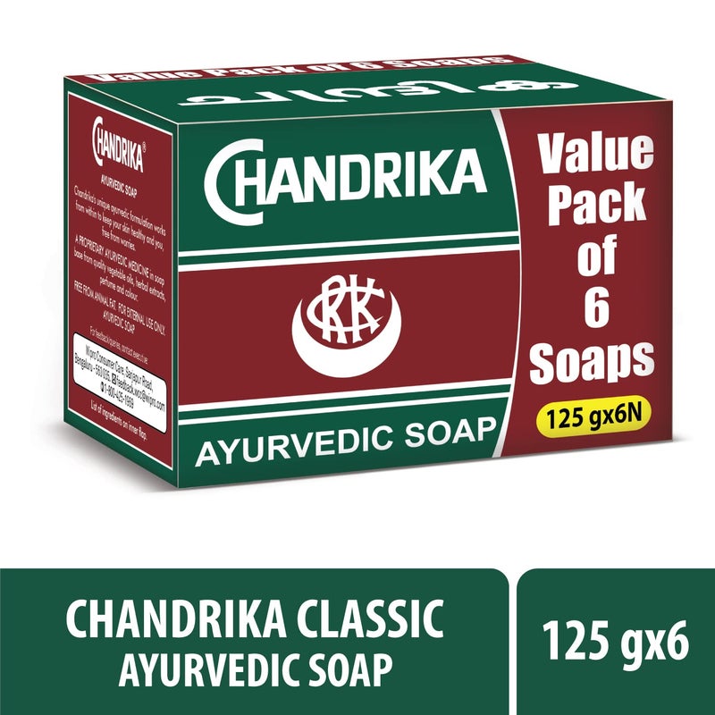 Chandrika Ayurvedic Soap Made With Herbal Extracts Vegetable Oils For Naturally Radiant Skin 125g Each Pack of 6 - Image 2