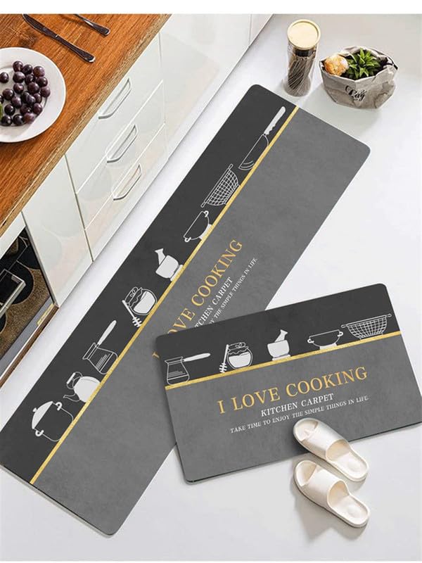 Dkriva AntiSlip Kitchen Mats Backing Mat Absorbent Bath Mat for Kitchen Floor Home Office Sink Laundry Machine Washable Mat1 Set - Image 2