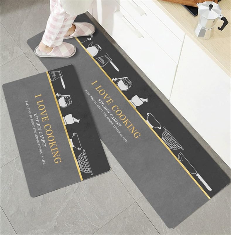 Dkriva AntiSlip Kitchen Mats Backing Mat Absorbent Bath Mat for Kitchen Floor Home Office Sink Laundry Machine Washable Mat1 Set - Image 1