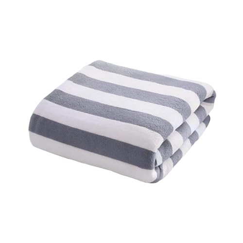 MAXOSHINE Microfiber Towels for Bath Large Size-Super Soft Coral Fleece Bathing Towel with Hook Quick Dry Super Absorbent-Bath Towel for Men and Women-70x140 cm (Grey, Pack of 1) - Image 1
