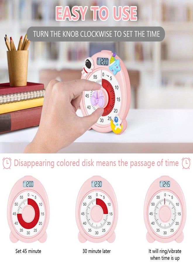 Ainiv 60 Minute Visual Timer for Kids,Countdown Timer for Classroom Office Kitchen,Cute Magnetic Desk Timers for Kids Desk, Office Desk and Meetings with Silent Operation(Pink) - Image 4