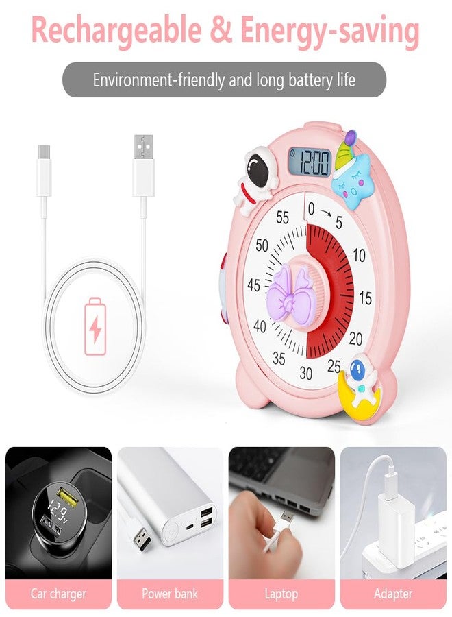 Ainiv 60 Minute Visual Timer for Kids,Countdown Timer for Classroom Office Kitchen,Cute Magnetic Desk Timers for Kids Desk, Office Desk and Meetings with Silent Operation(Pink) - Image 5