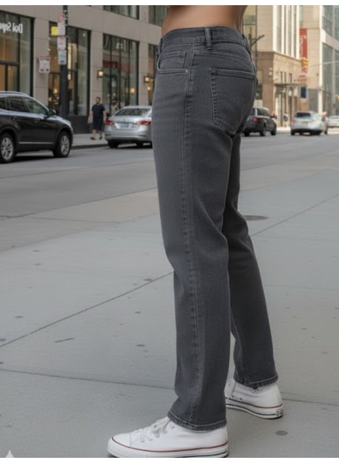 RIGO Grey Stretchable Straight Fit Jeans for Men - Image 3
