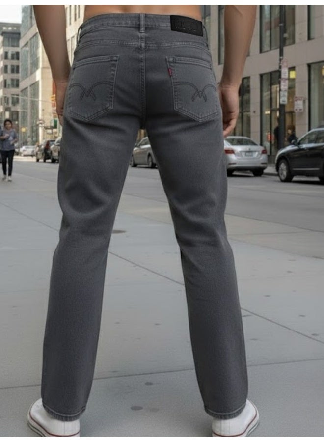 RIGO Grey Stretchable Straight Fit Jeans for Men - Image 2