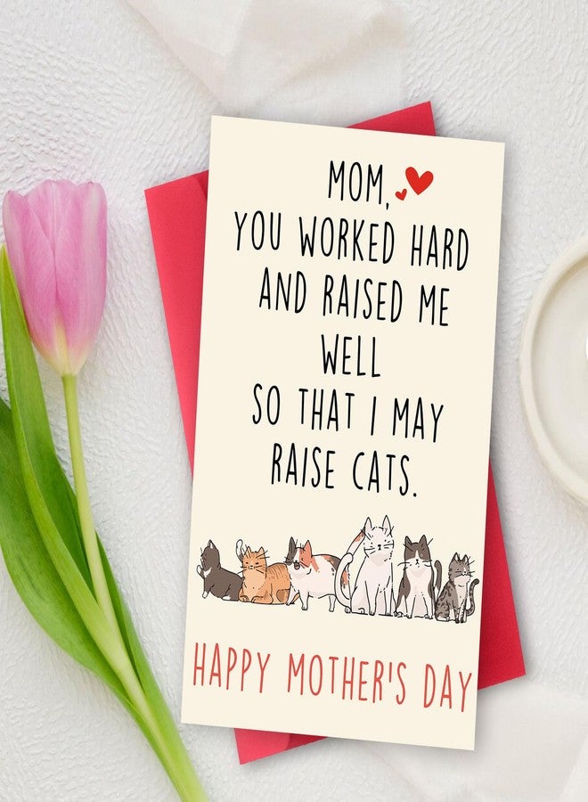 MQMRYeto Funny Mother's Day Card for Cat Lover, Mothers Day Gifts for Cat Mom, Cute Cat Moms Card Gift,Thank You Mom Raised Me Card - Image 5