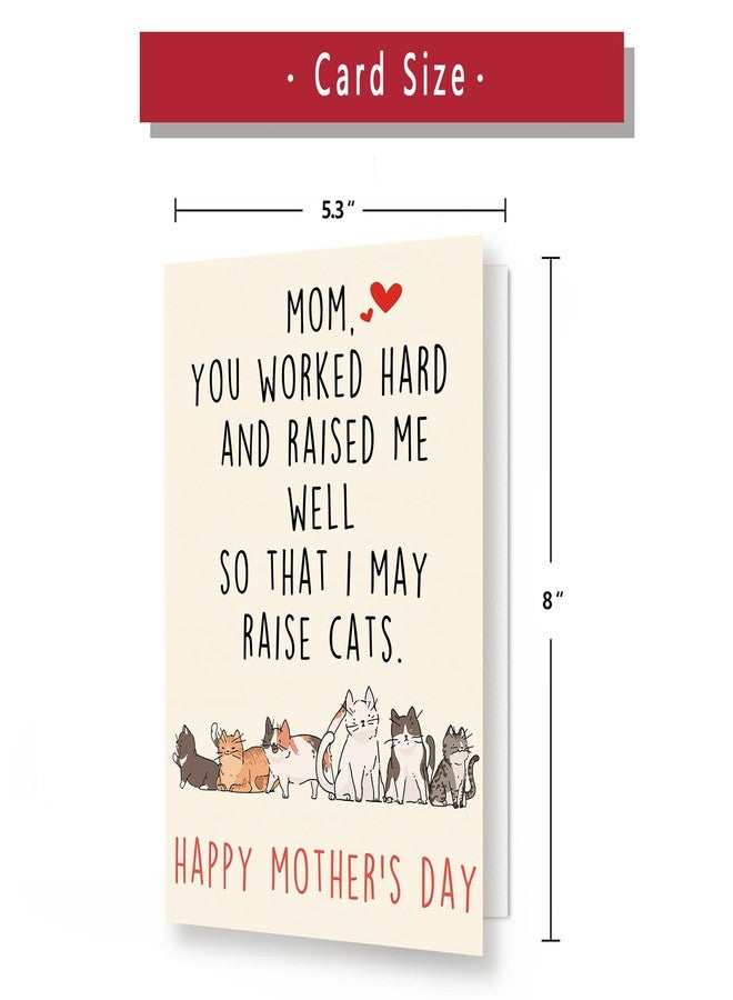 MQMRYeto Funny Mother's Day Card for Cat Lover, Mothers Day Gifts for Cat Mom, Cute Cat Moms Card Gift,Thank You Mom Raised Me Card - Image 2