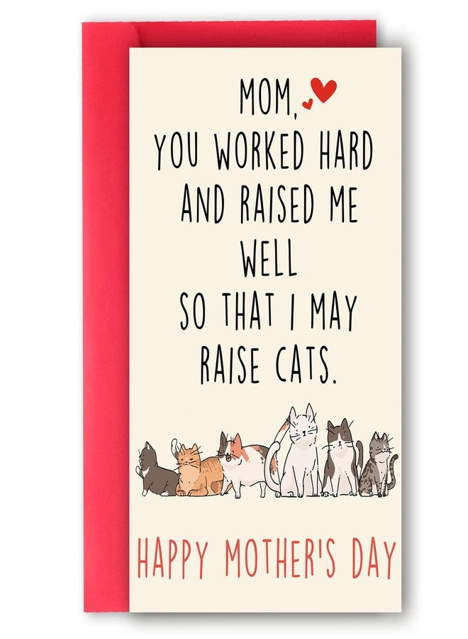 MQMRYeto Funny Mother's Day Card for Cat Lover, Mothers Day Gifts for Cat Mom, Cute Cat Moms Card Gift,Thank You Mom Raised Me Card - Image 1