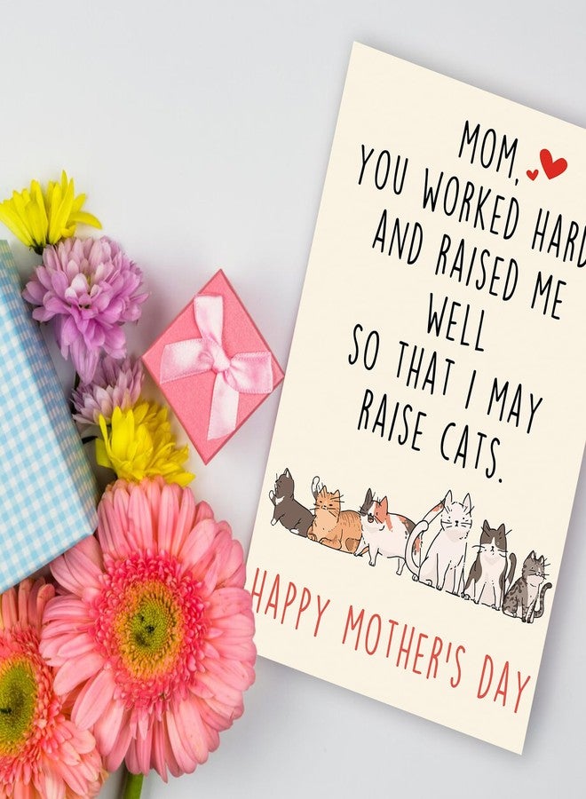 MQMRYeto Funny Mother's Day Card for Cat Lover, Mothers Day Gifts for Cat Mom, Cute Cat Moms Card Gift,Thank You Mom Raised Me Card - Image 4