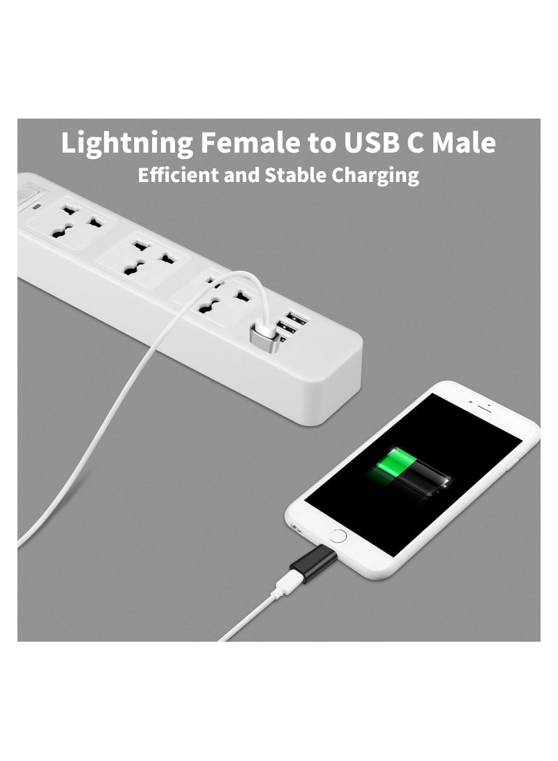 محول أنثوي Lightning إلى ذكر USB-C 4 عبوات - متوافق مع iPhone 15/15 Pro/15 Pro Max/15 Plus، iPad Air، جوجل بيكسل للشحن ونقل البيانات. - Image 2