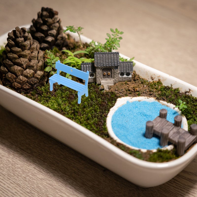 Miniature Park Bench Model Mini Bench Landscape Chair Dollhouse Furniture Miniature Garden Bench for Mini House Decoration - Image 4