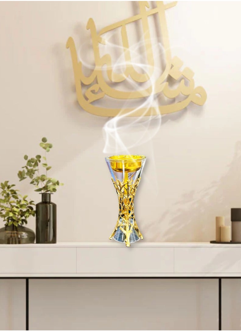 بخور بوسيدين مبخرة العود العربي بتصميم أنيق لعطر المنزل والمكتب - قطعة واحدة باللون الذهبي  - Image 3