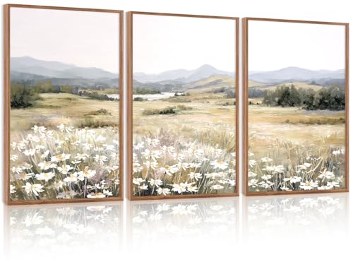 KAIRNE Landscape Canvas Wall ArtBoho Floral Prints Set of 316X24Flower Garden PaintingsWildflower Field Scene Wall DecorBotanical Art for Living Room Bedroom Kitchen Farmhouse DecorFramed - Image 1