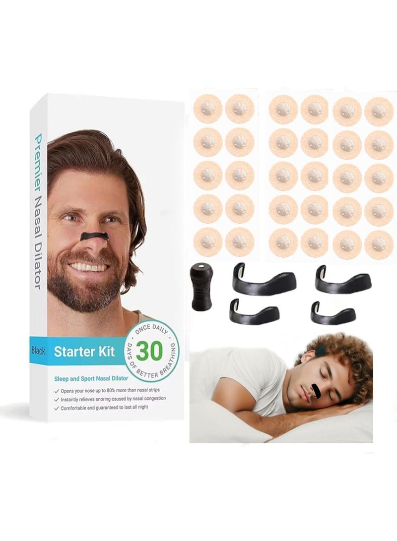 60 Count Magnetic Breathing Nasal Strip, Nose Magnets, Anti-Snoring Sleep Nasal Strips, Improve Sleep Quality,Sleep Aid for Men & Women (Round type Black 60Count) - Image 1