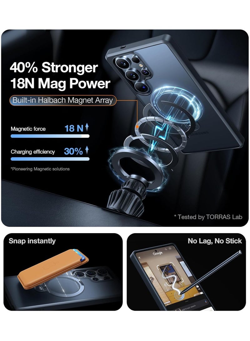 حامل مغناطيسي دوار 360° لهاتف سامسونج جالاكسي S25 ألترا، مناسب لماغسيف، غلاف واقي رفيع بمعيار عسكري S25 ألترا مع حامل وكماشة، أوستاند سبين، أسود غامق شفاف - Image 5