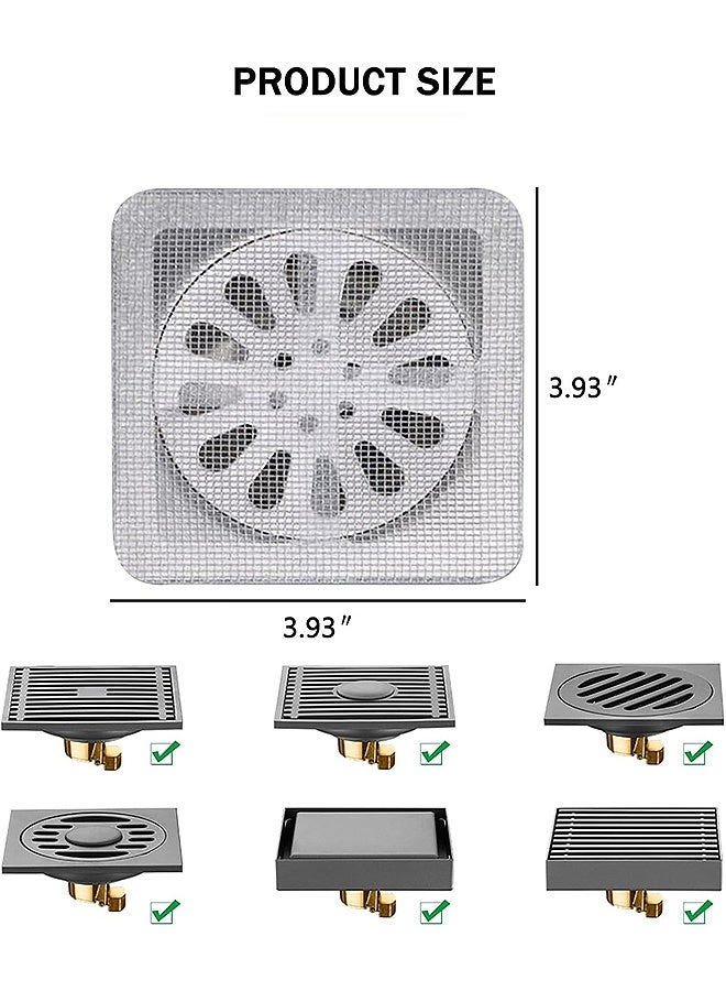 Photon 50 قطعة من ملصقات تصريف الشعر للاستخدام مرة واحدة، مصيدة شعر مربعة الشكل لتصريف الحمام، أغطية تصريف شبكة لتصريف الدش وملصق تصريف حوض الغسيل في المطبخ - Image 2