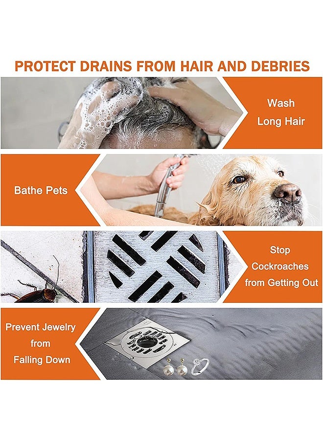Photon 50 قطعة من ملصقات تصريف الشعر للاستخدام مرة واحدة، مصيدة شعر مربعة الشكل لتصريف الحمام، أغطية تصريف شبكة لتصريف الدش وملصق تصريف حوض الغسيل في المطبخ - Image 3
