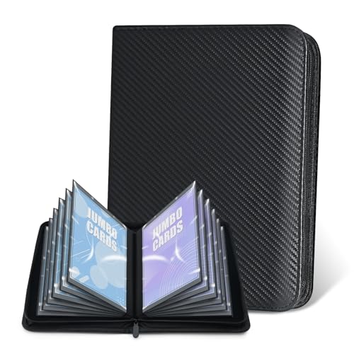 WITHYU Jumbo Card Binder for PKM WITHYU PU Leather Ringless Card Collection Binder with 60 Pockets 57 x 79Card Holders Storage Album for Game Card Carbon Black - Image 1