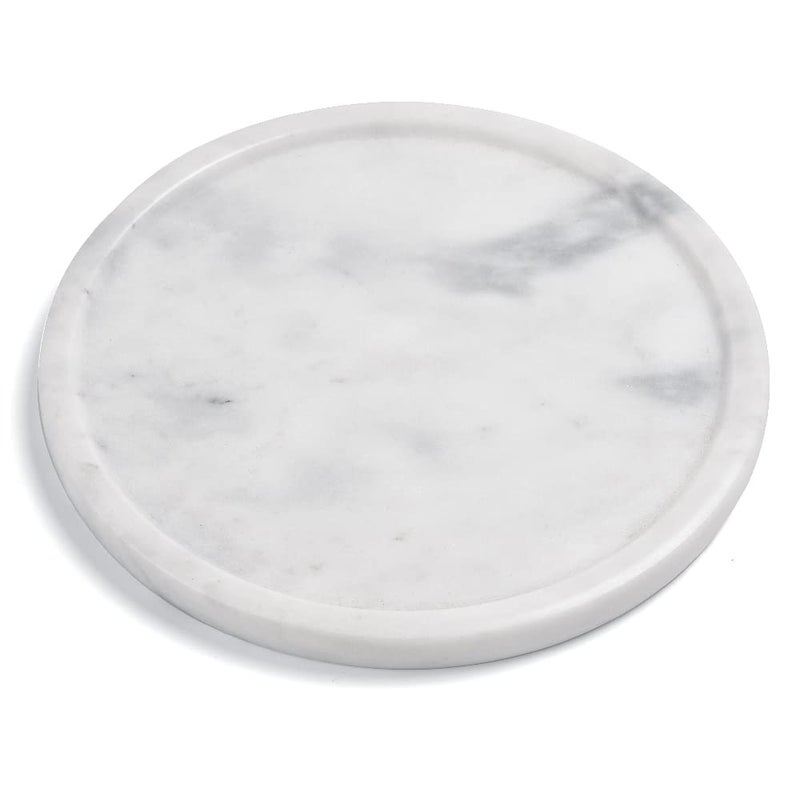 Moreast Natural Grey Marble Tray  Real Stone Decorative Tray Genuine Marble for Bathroom Kitchen Dresser Vanity  Holds Jewelry Perfume Shampoo  8 Round