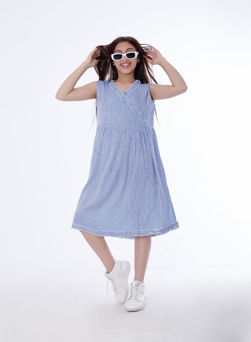 بيبو_فستان كت وسط استيك_أزرق - Image 1