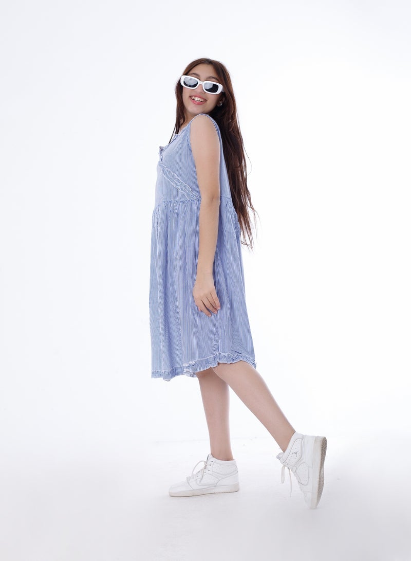 بيبو_فستان كت وسط استيك_أزرق - Image 2