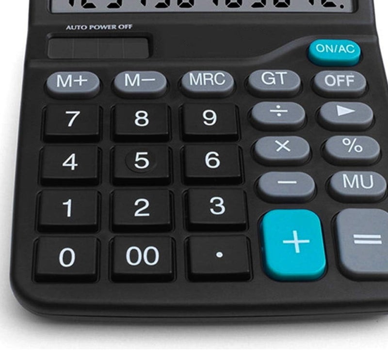 Meichoon Calculator 12 Digit Display Solar Battery Dual Power Financial Dedicated Large Standard Function Desktop Business Calculator Multifunctional Calculating Machine KA08 Black - Image 2