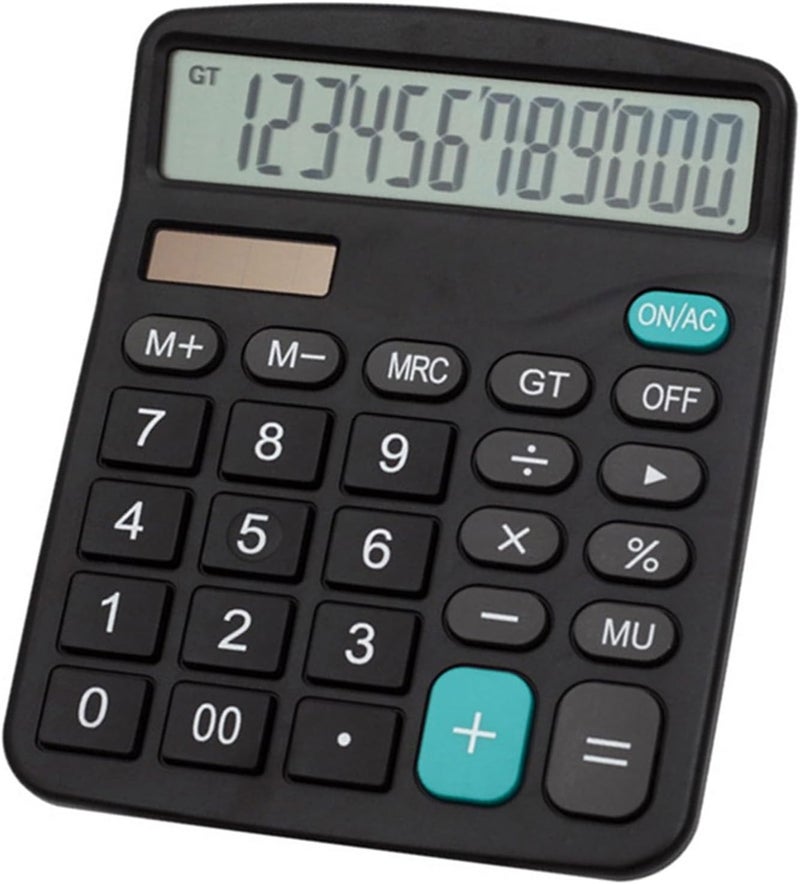 Meichoon Calculator 12 Digit Display Solar Battery Dual Power Financial Dedicated Large Standard Function Desktop Business Calculator Multifunctional Calculating Machine KA08 Black - Image 1