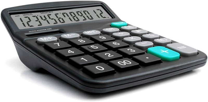 Meichoon Calculator 12 Digit Display Solar Battery Dual Power Financial Dedicated Large Standard Function Desktop Business Calculator Multifunctional Calculating Machine KA08 Black - Image 4